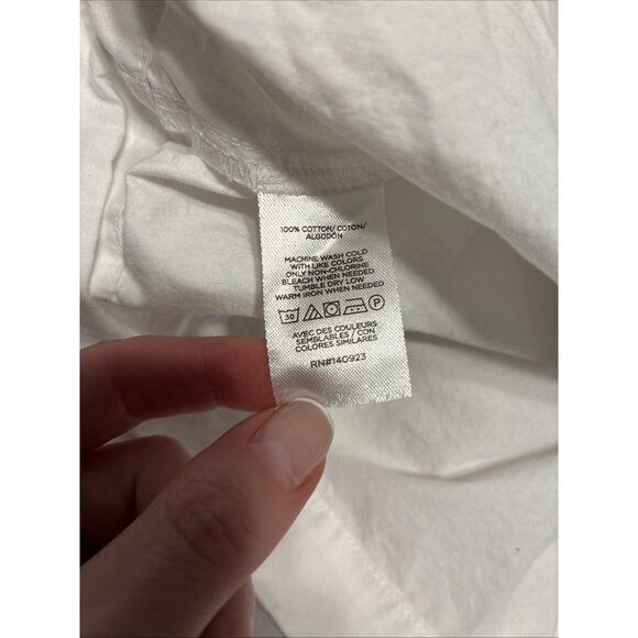 Loft Solid White Long Sleeve Crop Button Down 100% Cotton Top Shirt Xs - Picture 4 of 5